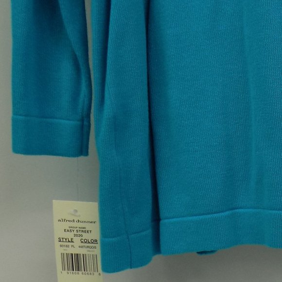 Alfred Dunner Easy Street Turquoise Sweater With Faux Inside Top Size S NWT - Picture 7 of 8